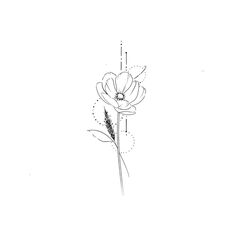 a black and white drawing of a flower