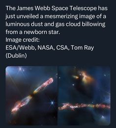 an image of a spiral galaxy with the caption that reads, the james webb space telescope has just unwelled a mesmring image of a luminous dust