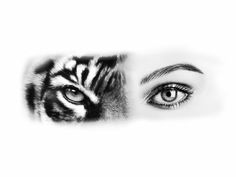 a woman's eye is shown with the image of a tiger