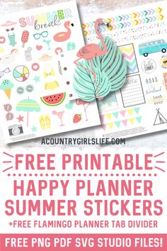 the free printable happy planner summer stickers