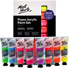 the neon acrylic paint set includes six different colors