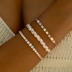 Baguette Tennis Bracelet, Fine Jewelry Baguette Cut Diamond Bracelet, Anniversary Tennis Bracelet With Baguette Cut, Anniversary Baguette Cut Tennis Bracelet, Diamond Tennis Bracelet With Baguette Cut, Future Accessories, Bunny Bracelet, Eternity Bracelet, Trillion Diamonds