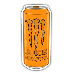 an orange can with the words juice monster on it