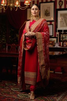 Sabyasachi Suits, Suits For Women Indian, Red Kurta, Diwali Outfits, Indian Salwar Kameez, Kurtis With Pants, Punjabi Salwar Suits, Kareena Kapoor Khan, Red Suit