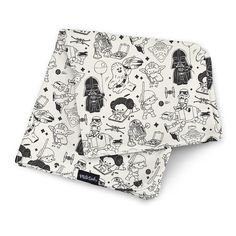 two bandannas with black and white cartoon characters on them, one has a star wars