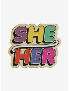 Hot Topic Foundation X The Trevor Project She/Her Pronoun Enamel Pin Hot Topic Store, Pronoun Pins, Bedroom Book, Trevor Project, Battle Jacket, My Feelings, In My Feelings, Pin Art, Non Binary