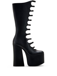 Find MARC JACOBS The Kiki 160mm Knee-high Boots on Editorialist. black leather smooth grain tonal stitching silver-tone hardware decorative buckle detail round toe side zip fastening branded insole 160mm block heel platform sole Marc Jacobs Kiki Boots, Kiki Boots Outfit, Goth Staples, Jennie Outfit Ideas, Nana Vivienne Westwood, Marc Jacobs Boots, Vivienne Westwood Punk, Witch Of The Woods, Shoe References