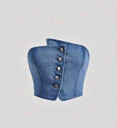 Fitted Blue Denim Top With Button Closure, Denim Tube Top, Outfits Con Jeans, Edgy Glam, Diy Outfits, Denim Corset Top