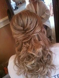 Formal Hairstyles for Medium Hair | Wedding Hair half up style with woven detail; think I have ... | hair Groom Hair, Mother Of The Groom Hairstyles, Wedding Hairstyles For Medium Hair, Wedding Hair Half, Wedding Hairstyles Medium Length, Hair Half Up, Mother Of The Bride Hair, Junior Prom, Dance Hairstyles