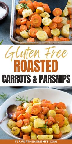 roasted carrots and parsnips in a white bowl