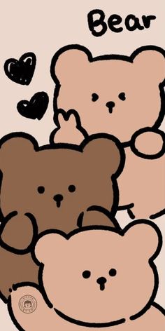 two brown teddy bears sitting next to each other with the words bear written on them