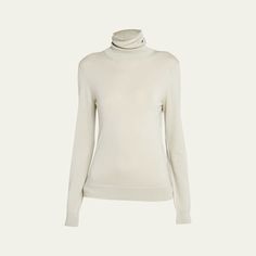 Loro Piana "Dolce Vita" knit turtleneck in cashmere  Foldover neckline Long sleeves Ribbed trim  Hip length Fitted Pullover style Cashmere Dry clean Made in Italy Knit Turtleneck, Cashmere Turtleneck, Loro Piana, Hip Length, Pullover Styling, Top Designers, Tops Designs, Cashmere, Turtle Neck