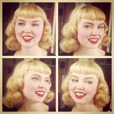 [Image] 1950s Hairstyles With Bangs, 1950's Hair, 1940's Hairstyles, Bettie Bangs, Betty Bangs, Rockabilly Hairstyles, Pin Curl, Pinup Hair, Vintage Hairstyles Tutorial