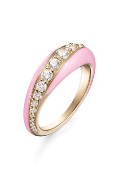 MELISSA KAYE JEWELRYFINE JEWELRING Marissa Pink Remi Ring Small Pink Enamel Jewelry, Pink Jewerly, Pink Wishlist, Pinkie Promise, Boucheron Jewelry, Gold Enamel Jewelry, Enamel Jewellery, Gem Jewelry, Jewelry Aesthetic