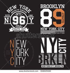 new york city typograms and numbers in retro style on black background stock photo