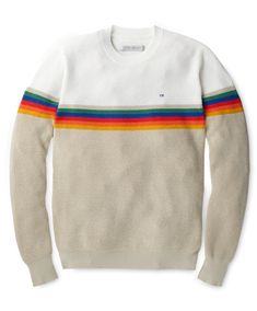 Nostalgic Sweater | Men's Sweaters | Outerknown Vintage Sweaters 90s, Art Sweater, High Rise Style, Rainbow Sweater, Men's Sweaters, Blast From The Past, White Rainbow, The Golden Age, Softest Sweater