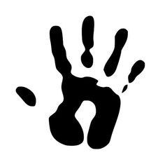 a black and white hand print on a white background