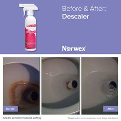 the before and after pictures show how to clean a toilet with nourishment