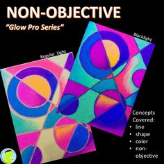 an image of two paintings with the words non - objective glow pro series