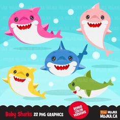 baby shark clipart graphic set