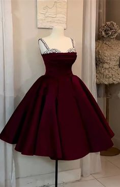 Dark Red Evening Dress, Burgundy Party Dress, Short Red Prom Dresses, Dama Dresses, Wine Dress, Satin Homecoming Dress, Sweetheart Prom Dress, Red Dress Short, Short Prom Dress