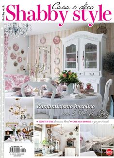 the cover of shabby style magazine with pictures of furniture and decor in pinks