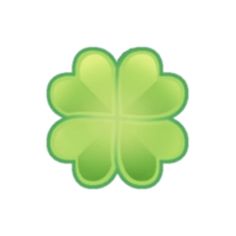 a green four leaf clover on a white background