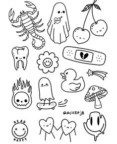 an image of cartoon characters drawn in black and white