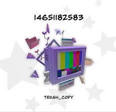 an old tv with the words trash copy on it and stars in the back ground