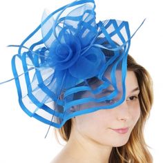 Feather Fascinator A Fastener Clip Included. 1.9oz Blue Hat For Spring, Blue Spring Formal Fascinator, Spring Blue Formal Fascinator, Formal Blue Spring Fascinator, Blue Costume Hats And Headpieces For Races In Spring, Blue Spring Fascinator For Formal Occasions, Chic Blue Hat For Spring, Chic Blue Spring Hat, Chic Blue Party Hat