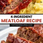 four ingredient meatloaf recipe on a white plate