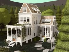 Blox Burg House Exterior, Bloxburg Floral House, Build Inspo Bloxburg, Cozy Bloxburg House Layout, Cottagecore Exterior House, Bloxburg House 30k, Cute Houses Bloxburg, Bloxburg House Summer, Aesthetic House Bloxburg