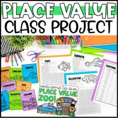 the place value class project is filled with pictures and writing materials for students to use