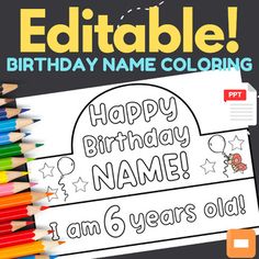 Edit the Name Birthday Hat | Editable Birthday CrownThis is an Editable Birthday Crown Templates  paper hats that is perfect for your birthday student! These crowns are editable in POWERPOINT and GOOGLE SLIDES so you can change the name and age. Crown Templates, Happy Birthday Crown, Crown Printable, Crown Template, Paper Hats, Happy 6th Birthday, Birthday Name, Paper Hat, Birthday Crown