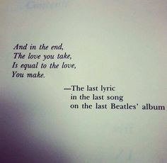 the last song in the last beatles'album is written on white paper with black ink