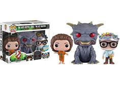 three funky pop vinyl figures are shown in front of a box with the same character