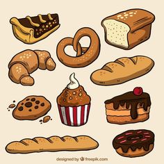 different types of breads and pastries