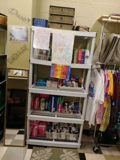 an organized closet with clothes and other items