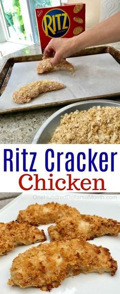 Easy Chicken Recipes - Ritz Cracker Chicken - One Hundred Dollars a Month Ritz Cracker Recipes, Ritz Cracker Chicken, Cracker Chicken, Ritz Cracker, Ritz Crackers, Chicken Dishes Recipes, Meat Dishes, Easy Chicken Recipes, Finger Food