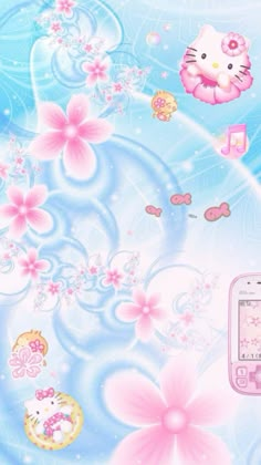 the hello kitty theme on this wallpaper is pretty