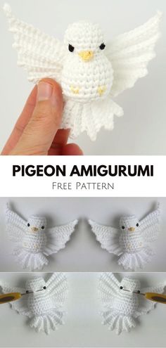 Lovely Pigeon Amigurumi - Crochet Tutorial Pigeon Amigurumi, Crochet Pigeon, Crochet Bird Patterns, Crochet Birds, Crochet Animal Patterns, Diy Crochet Projects, Crochet Toys Patterns, Love Crochet