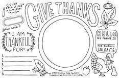 a thanksgiving coloring page with the words give thanks