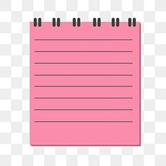 a pink notepad with black pins on the top and bottom, isolated against a white background