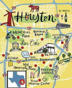 a map of houston with all the attractions