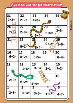 an image of a snake and ladders game with numbers on the grid, as well as