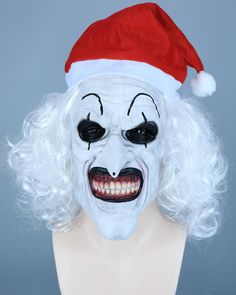 PRICES MAY VARY. Authentic Design: Immerse yourself in horror with the Terrifier Mask, crafted to replicate the chilling look of Art the Clown from the Terrifier series. The mask features intricate detailing, small holes in the eyes, realistic white hair and vivid face, including lifelike facial features and high-quality paintwork, ensuring an authentic and spine-tingling appearance. Comfortable Fit: Made from flexible and breathable latex, this mask is designed for comfort during extended wear. Clown Creepy, The Terrifier, Terrifier Art The Clown, Eyes Realistic, Creepy Masks, Clown Party, Horror Costume, Art The Clown, Horror Villains