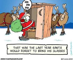 santa claus is opening the door to his reindeer house