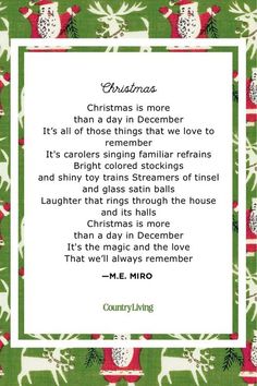 a christmas poem with green and red background