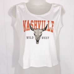 Obsessive Love | Nashville Wild West Tank Top Nwot White Ribbed 100% Cotton Tank Top With Nashville Graphic Design. Size: Xl- Measures To Be More Of A Large Condition: New Without Tags Tags: Tennessee, Wild West, Western, Cowgirl, Rodeo, Festival, Concert, Summer, Spring, Casual, Graphic Tee Nashville Graphic, Obsessive Love, Cowgirl Rodeo, Festival Concert, Western Cowgirl, Cotton Tank Top, Wild West