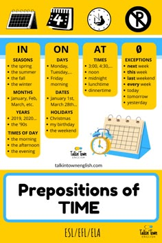 the prepositions of time in spanish and english for students to learn how to use them